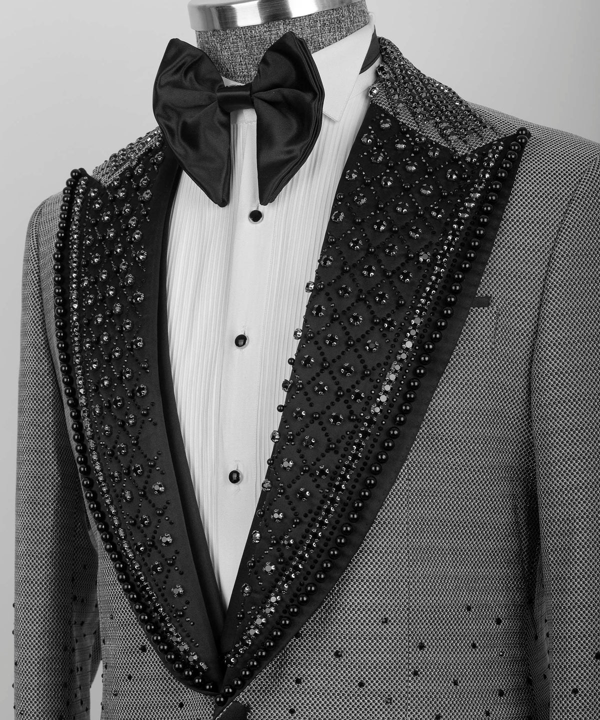 Crystal-Embellished Gray Tuxedo