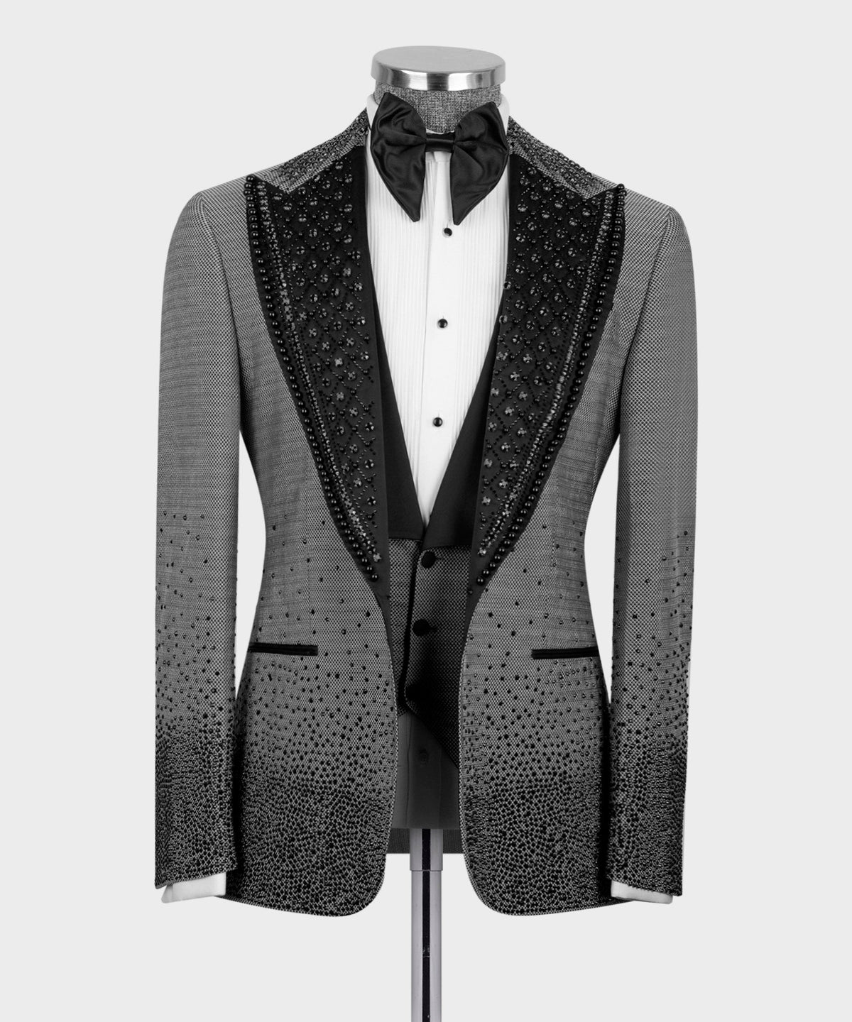 Crystal-Embellished Gray Tuxedo