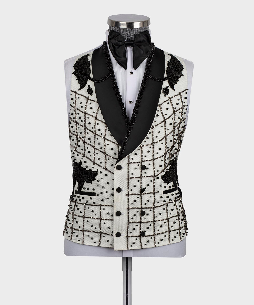 Crystal Stone Statement White Tuxedo