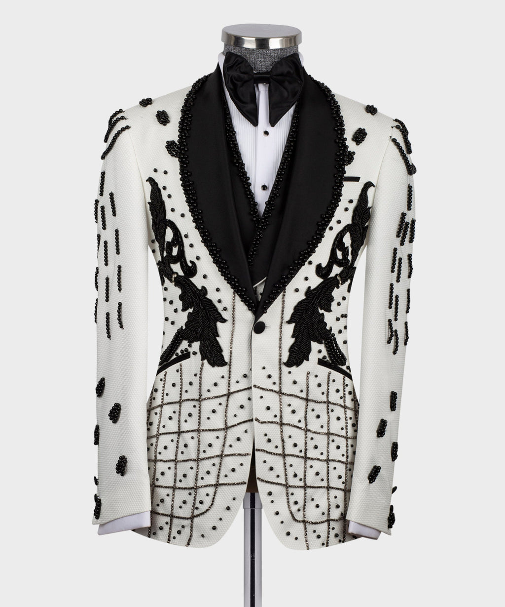Crystal Stone Statement White Tuxedo