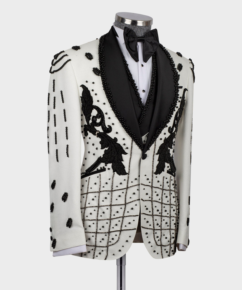 Crystal Stone Statement White Tuxedo