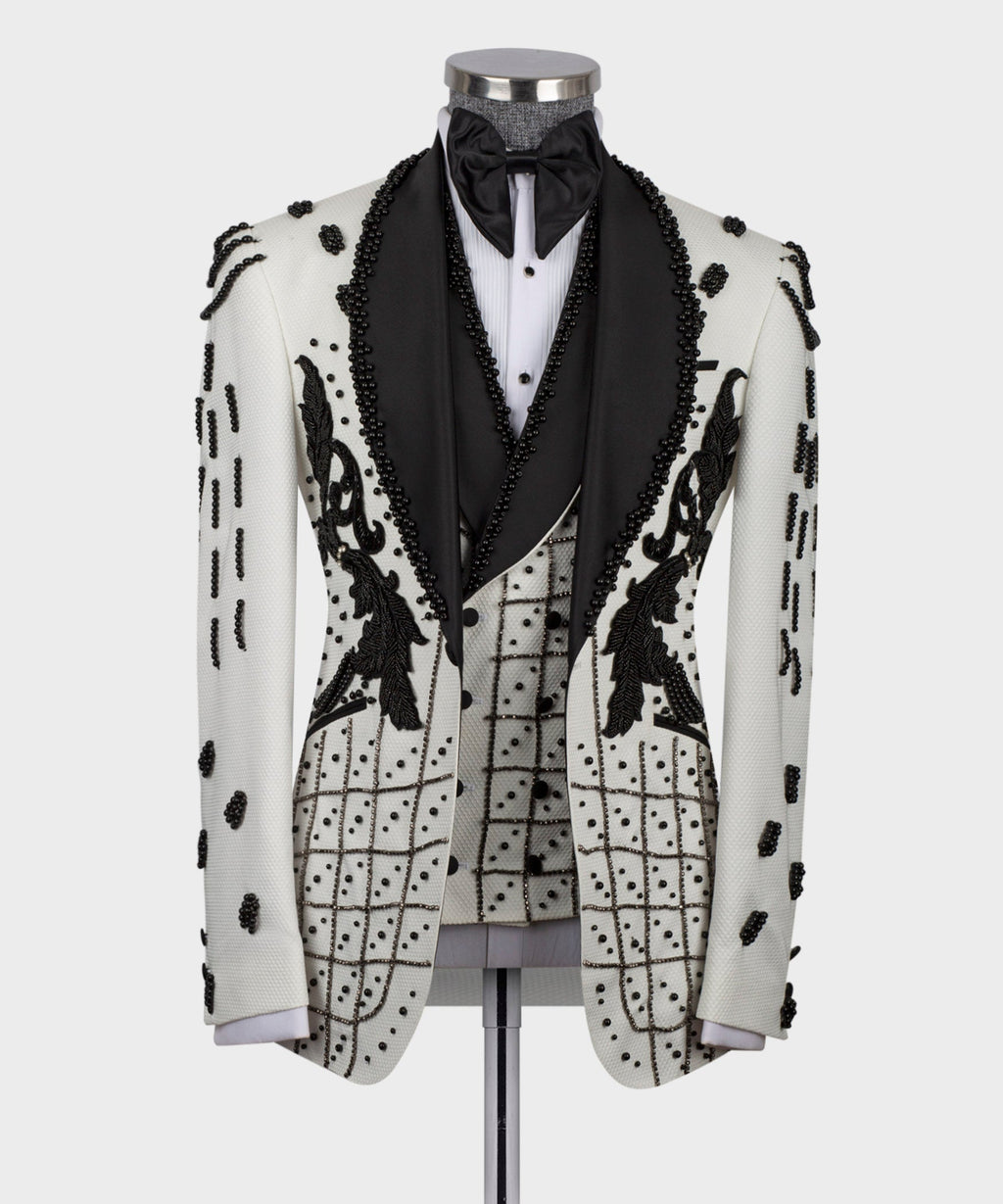 Crystal Stone Statement White Tuxedo