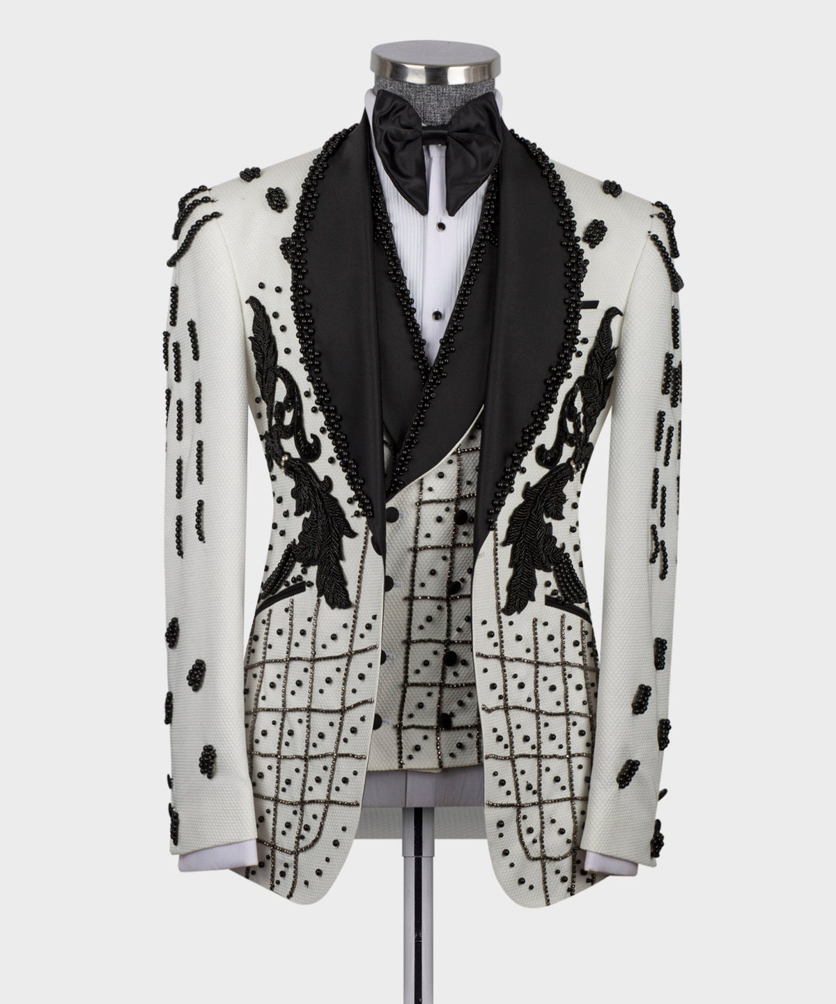 Crystal Stone Statement White Tuxedo