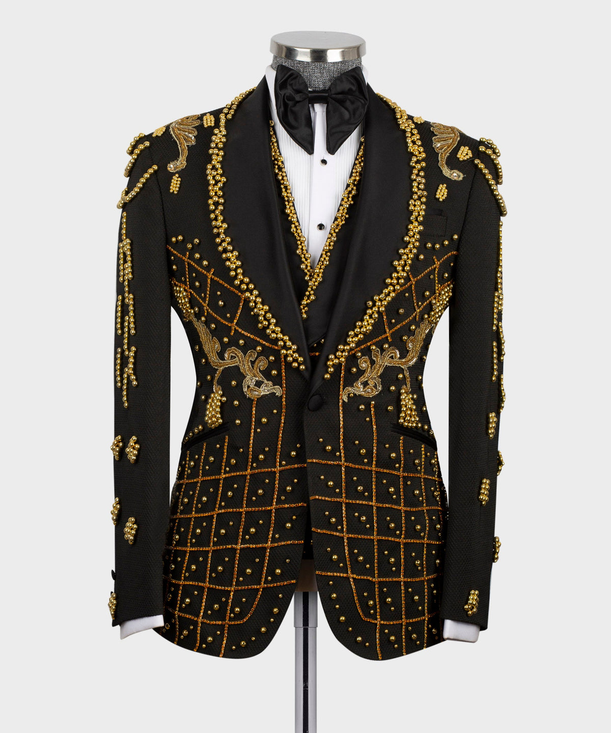 Crystal Stone Statement Black Tuxedo - Style 01