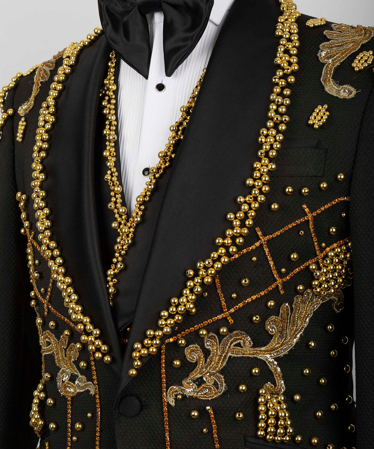 Crystal Stone Statement Black Tuxedo - Style 01