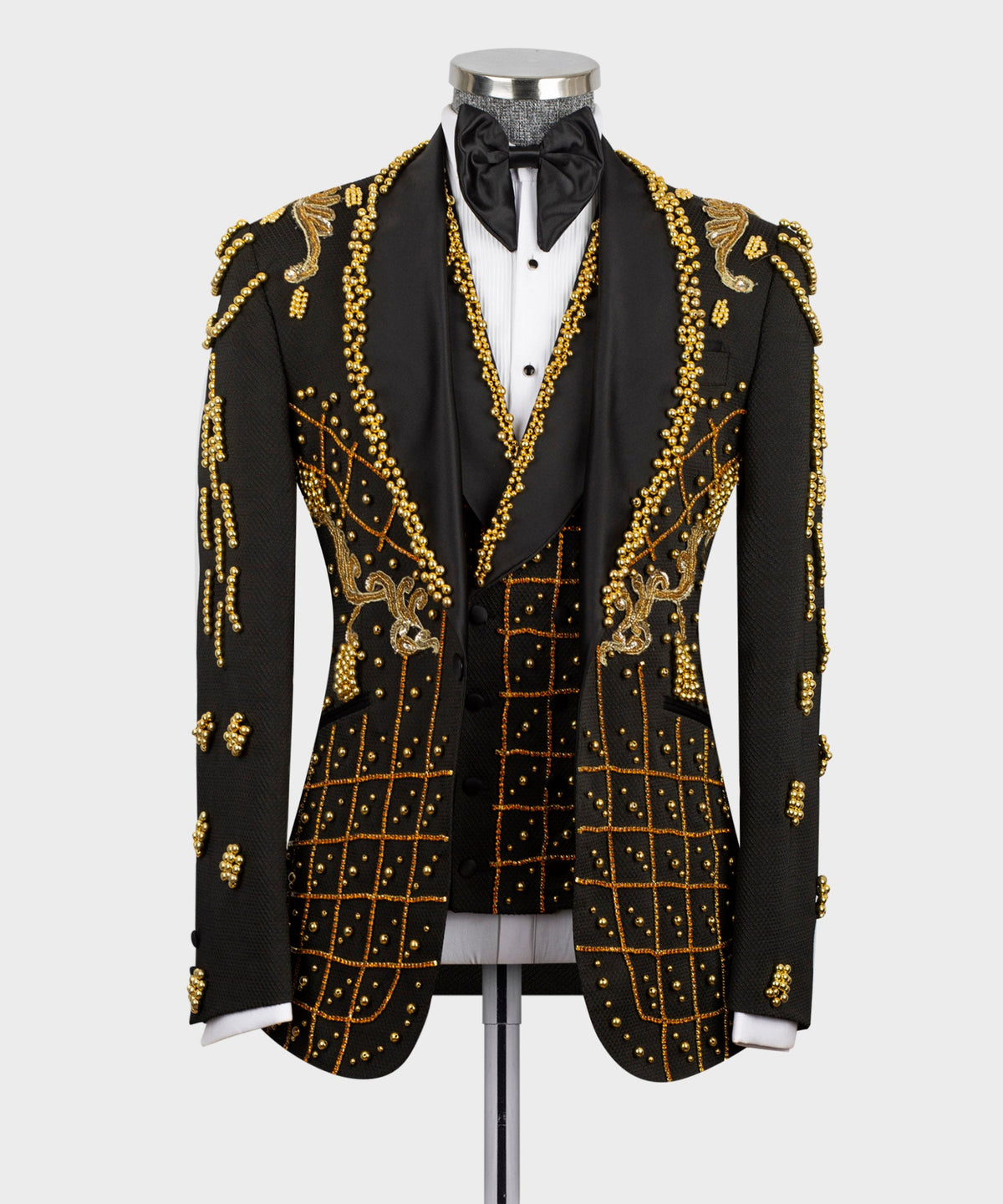 Crystal Stone Statement Black Tuxedo - Style 01