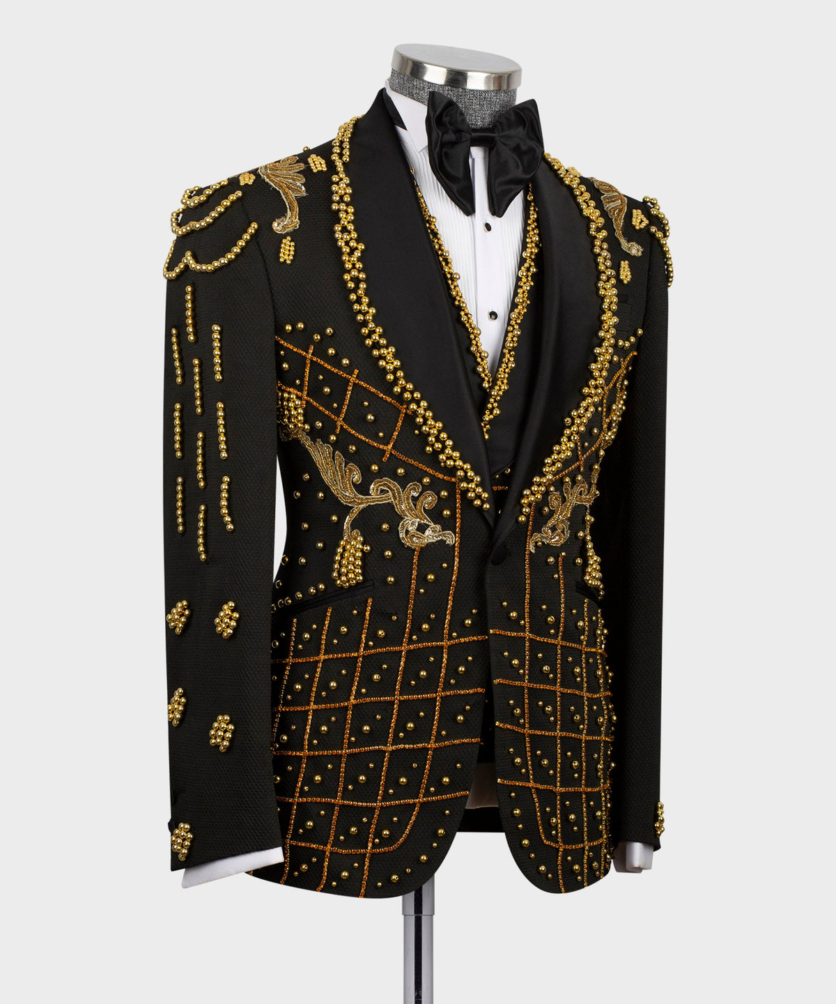 Crystal Stone Statement Black Tuxedo - Style 01