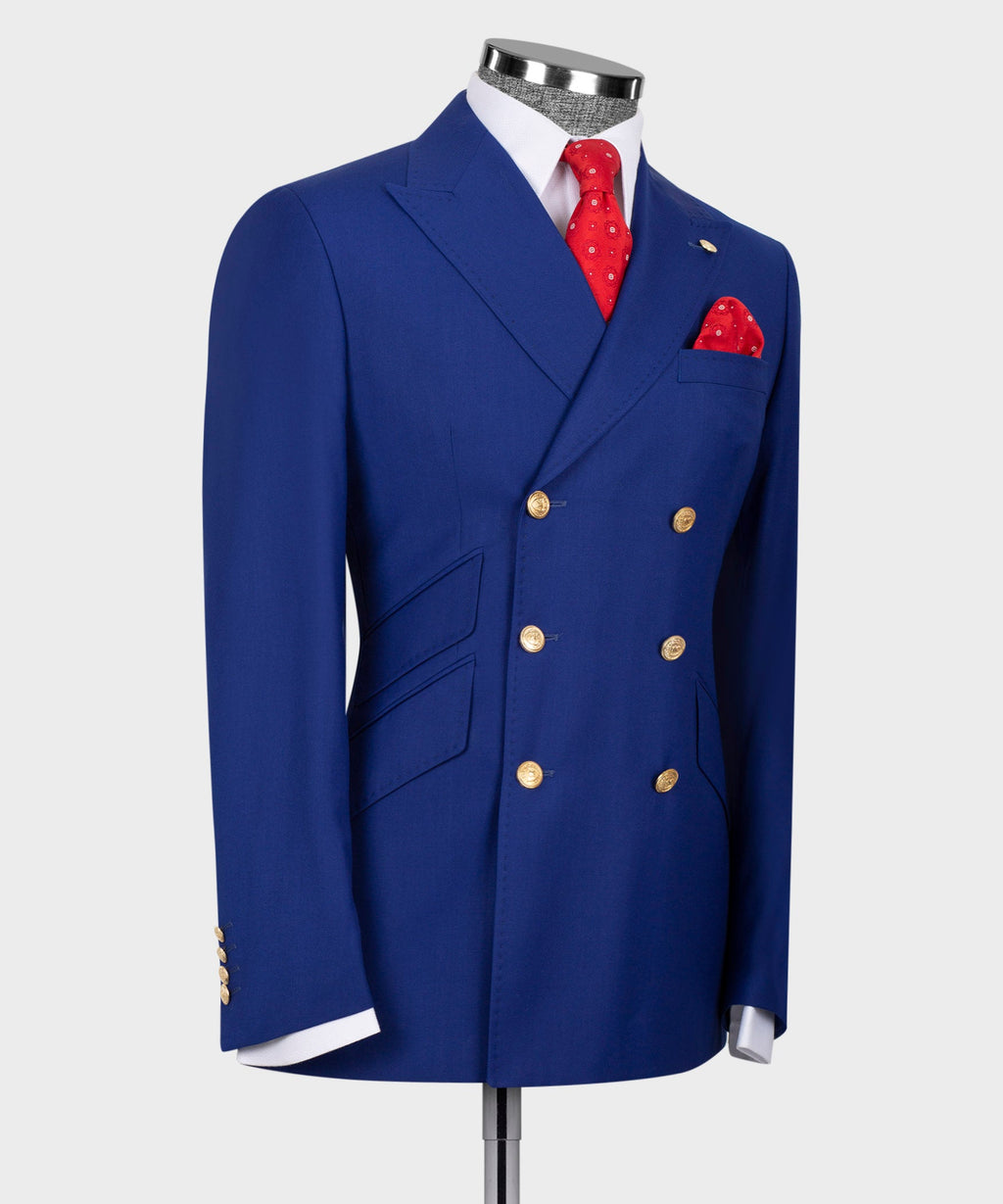 Blue Double-Breasted Suit - Style 06