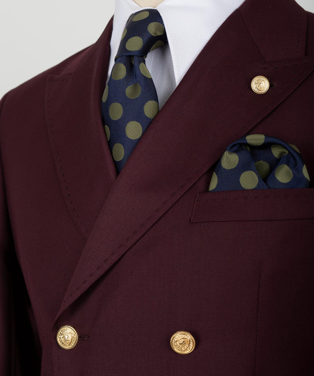 Burgundy Double-Breasted Suit - Style 05