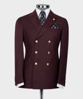 Burgundy Double-Breasted Suit - Style 05