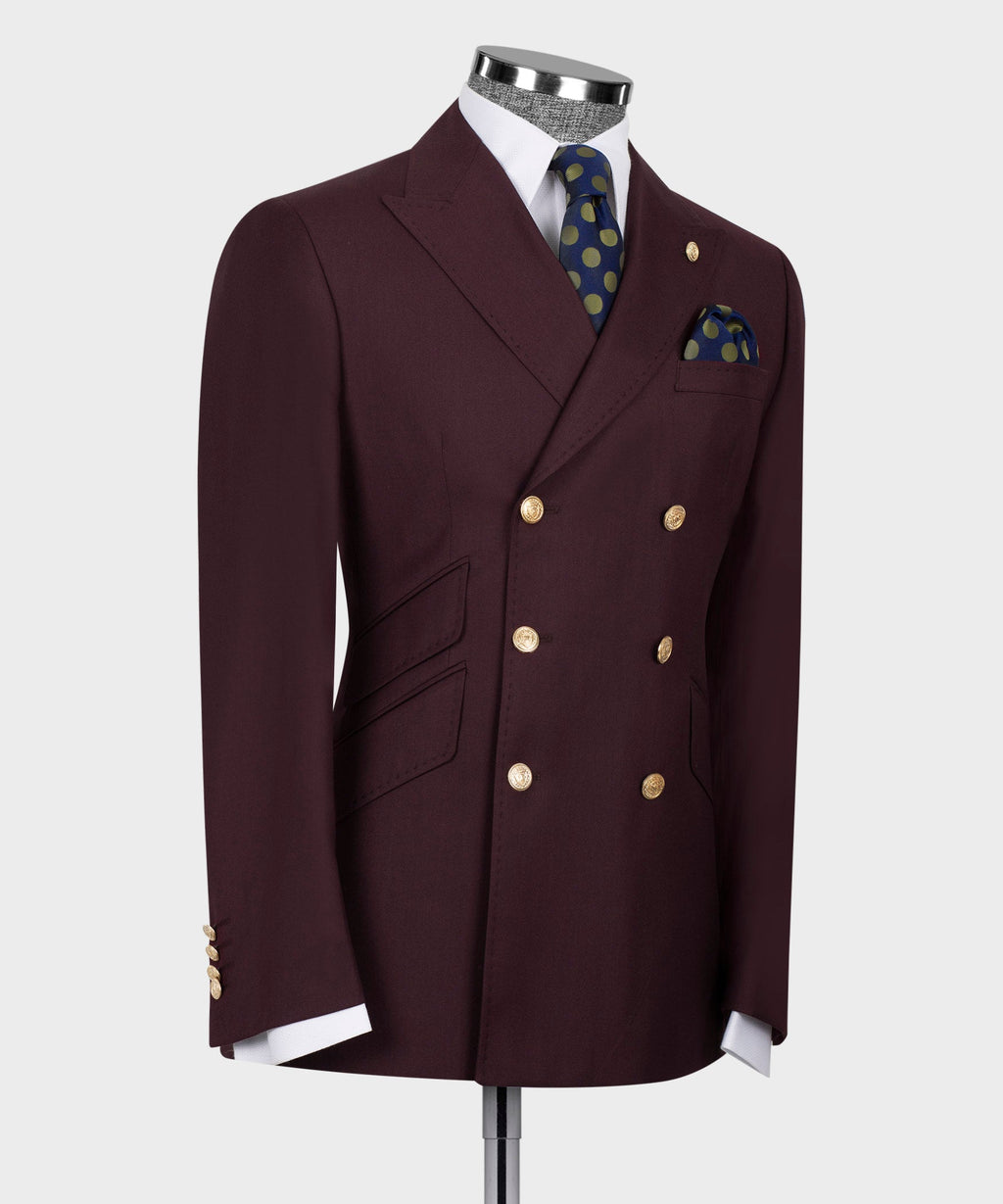 Burgundy Double-Breasted Suit - Style 05