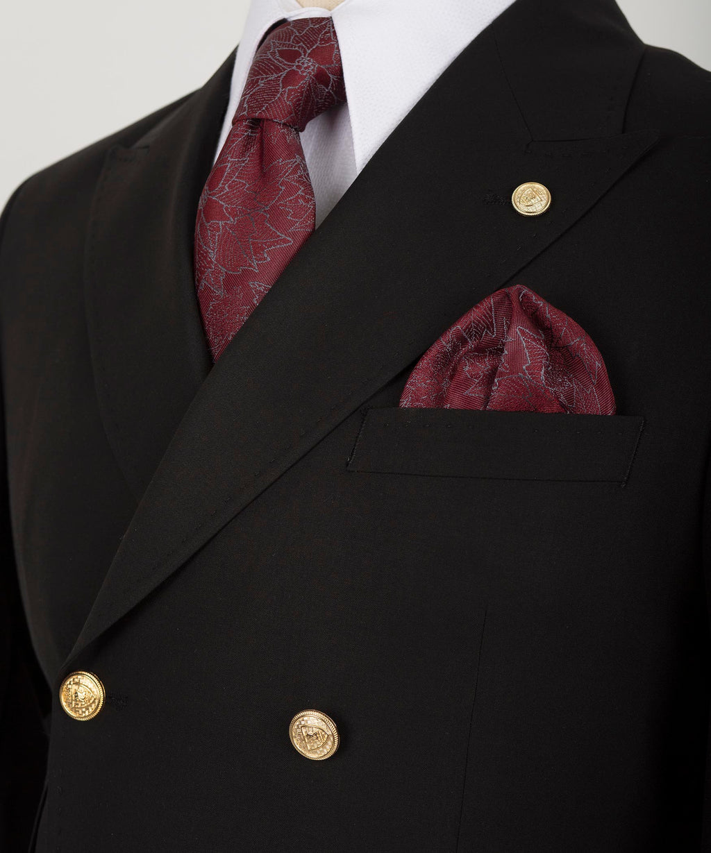Black Double-Breasted Suit - Style 06
