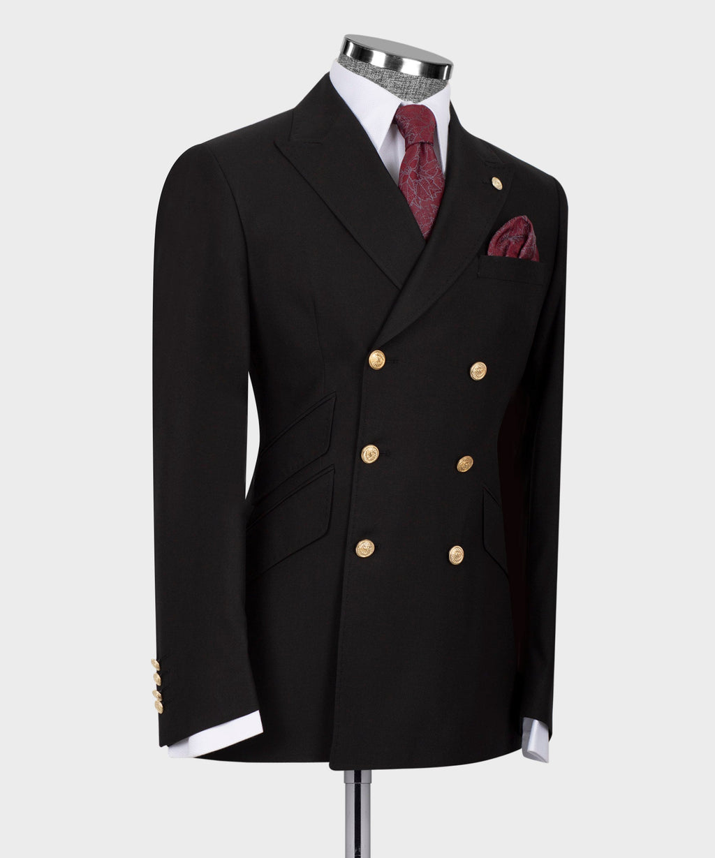 Black Double-Breasted Suit - Style 06