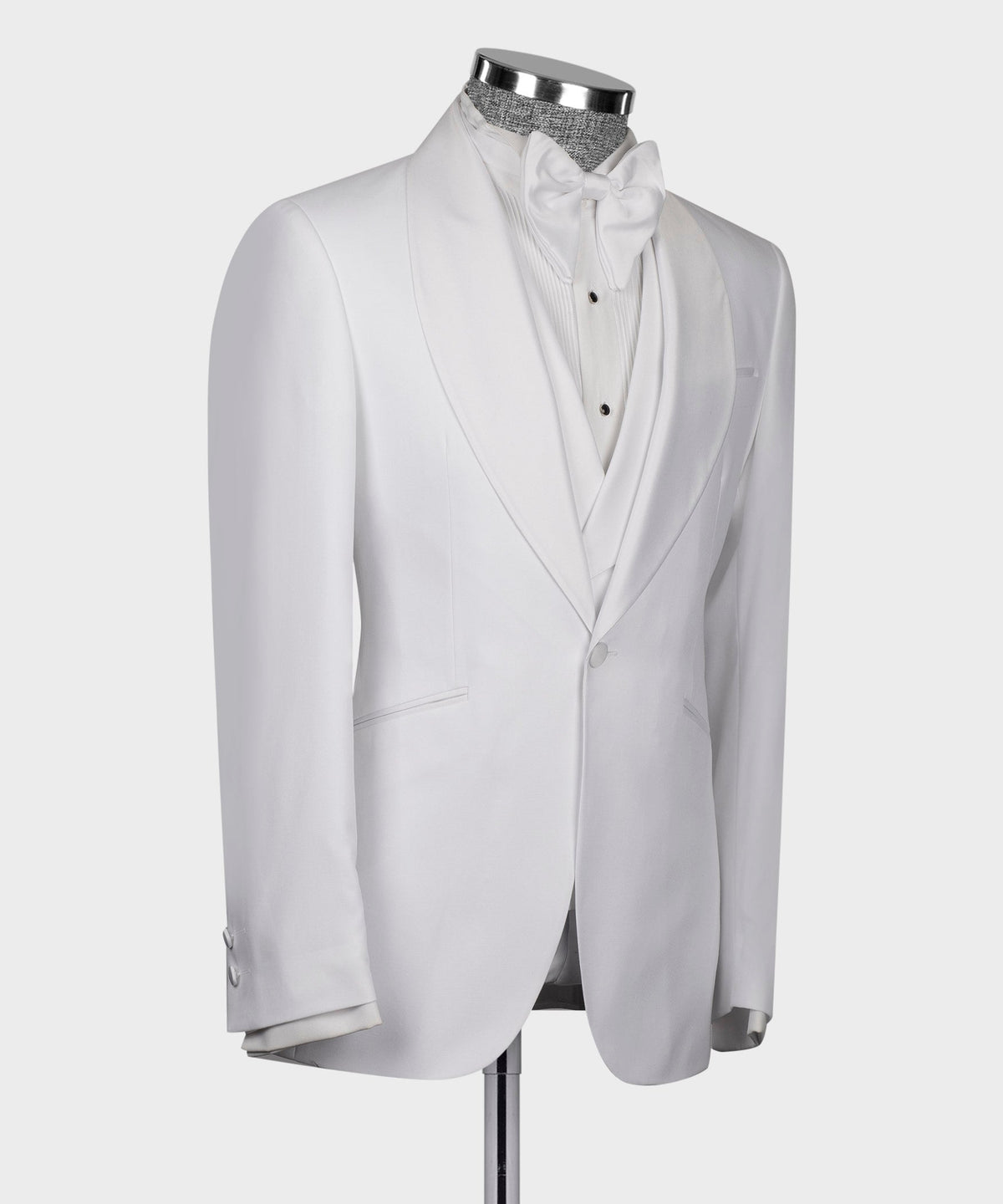 White Satin-Lapel White Tuxedo - Style 02