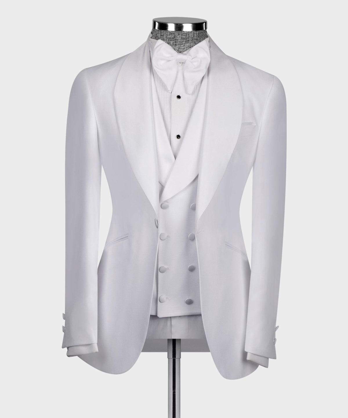White Satin-Lapel White Tuxedo - Style 02