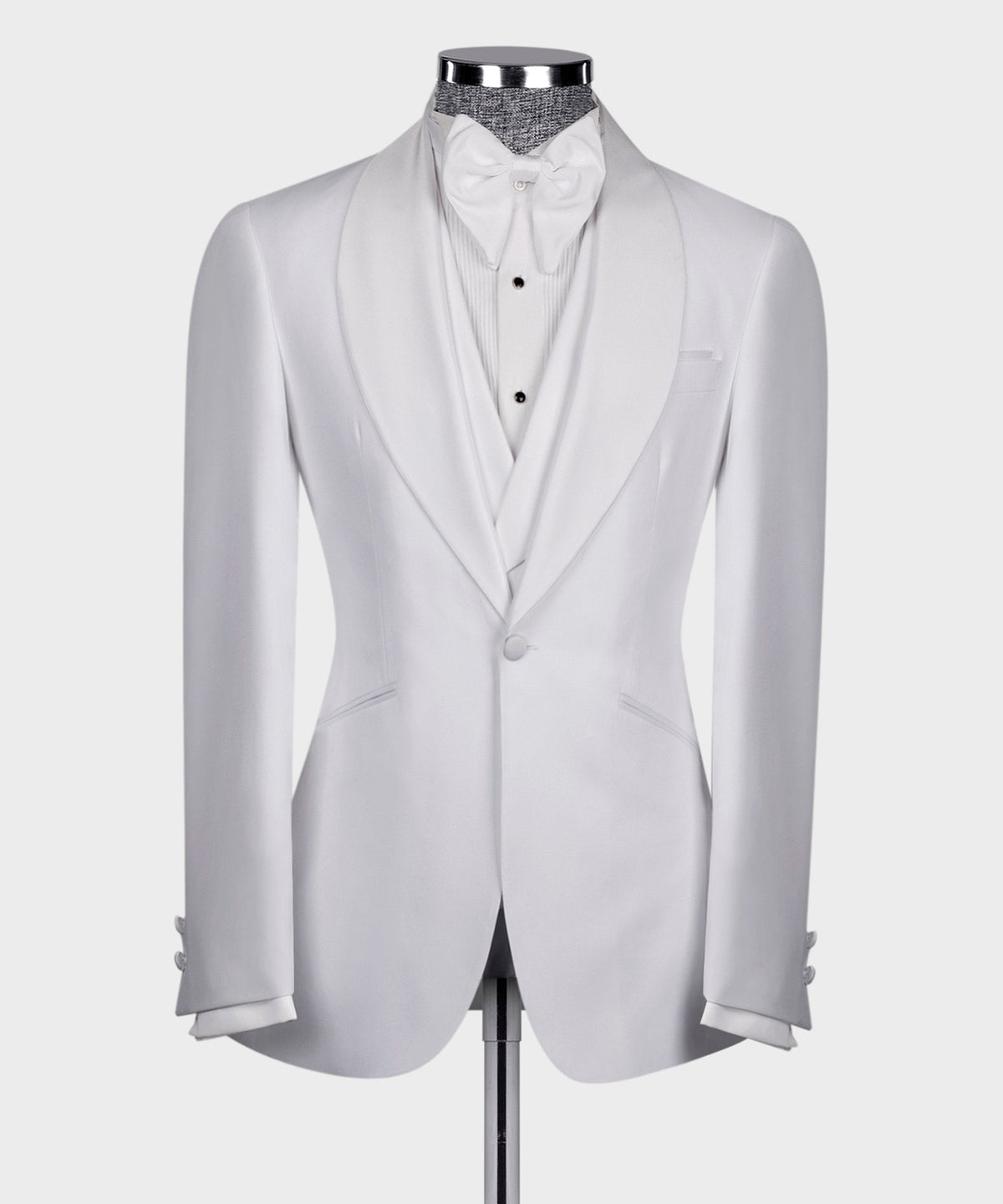 White Satin-Lapel White Tuxedo - Style 02