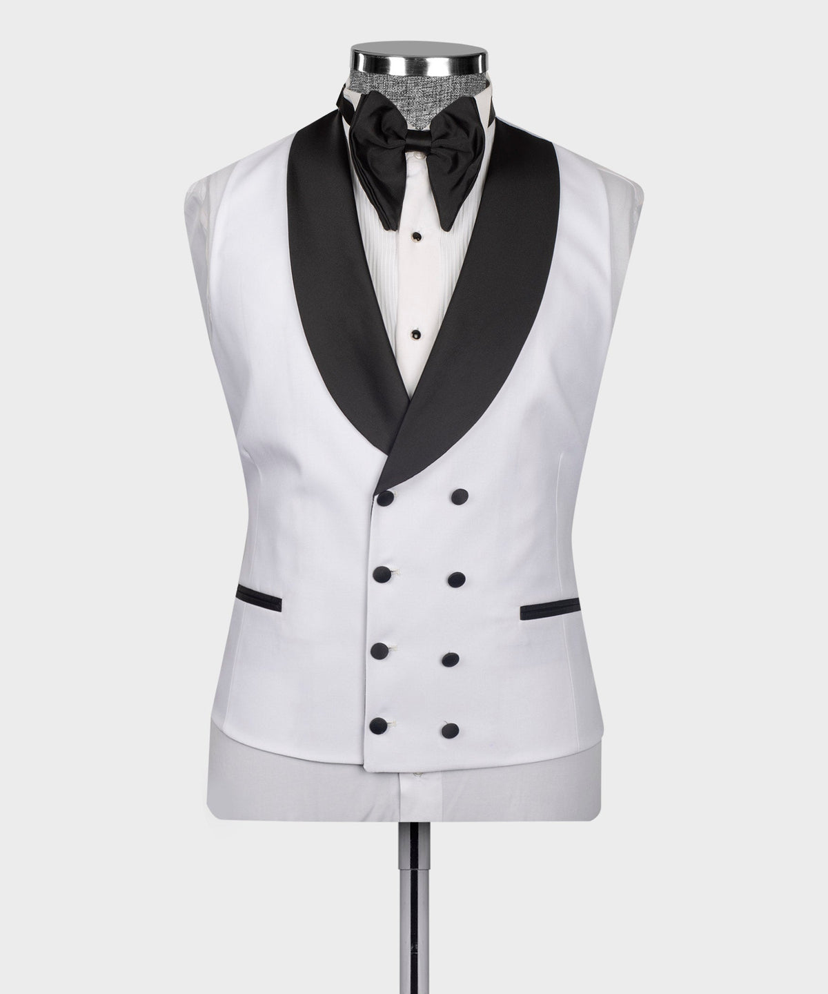 Black Satin-Lapel White Tuxedo - Style 02