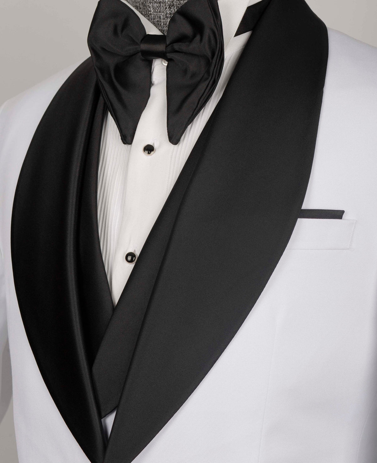 Black Satin-Lapel White Tuxedo - Style 02