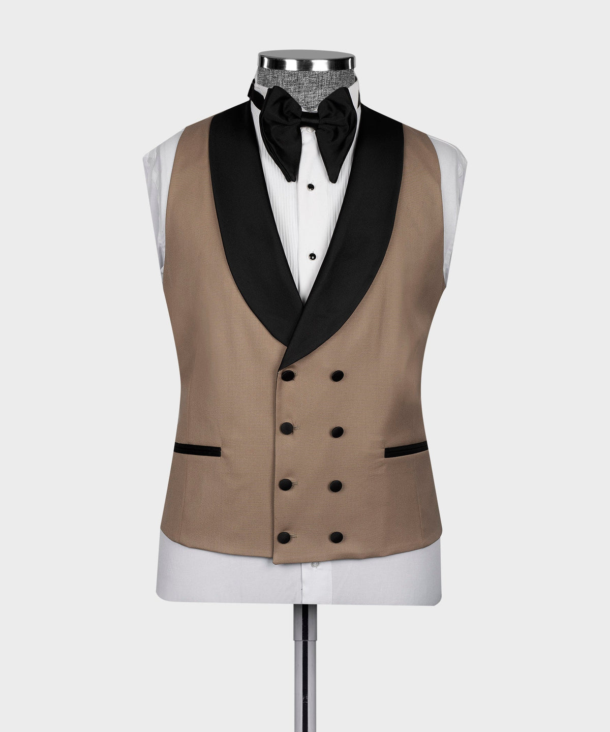 Black Satin-Lapel Light Brown Tuxedo