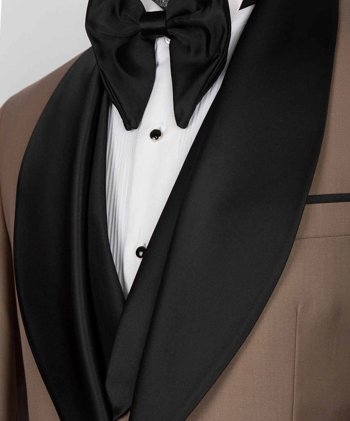 Black Satin-Lapel Light Brown Tuxedo