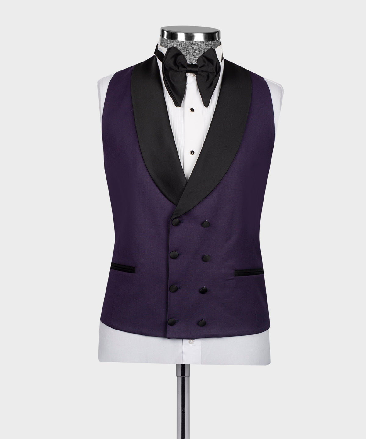 Black Satin-Lapel Purple Tuxedo