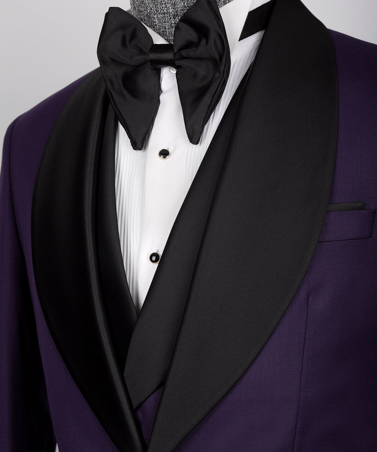 Black Satin-Lapel Purple Tuxedo