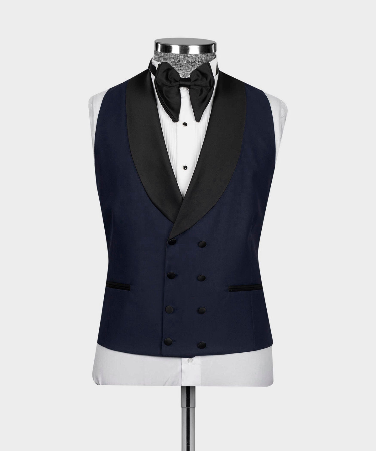 Black Satin-Lapel Dark Blue Tuxedo