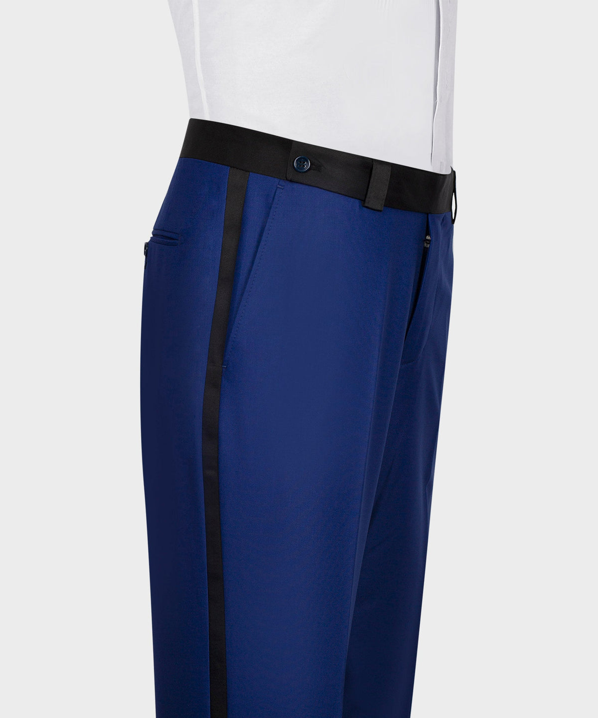 Black Satin-Lapel Blue Tuxedo - Style 03