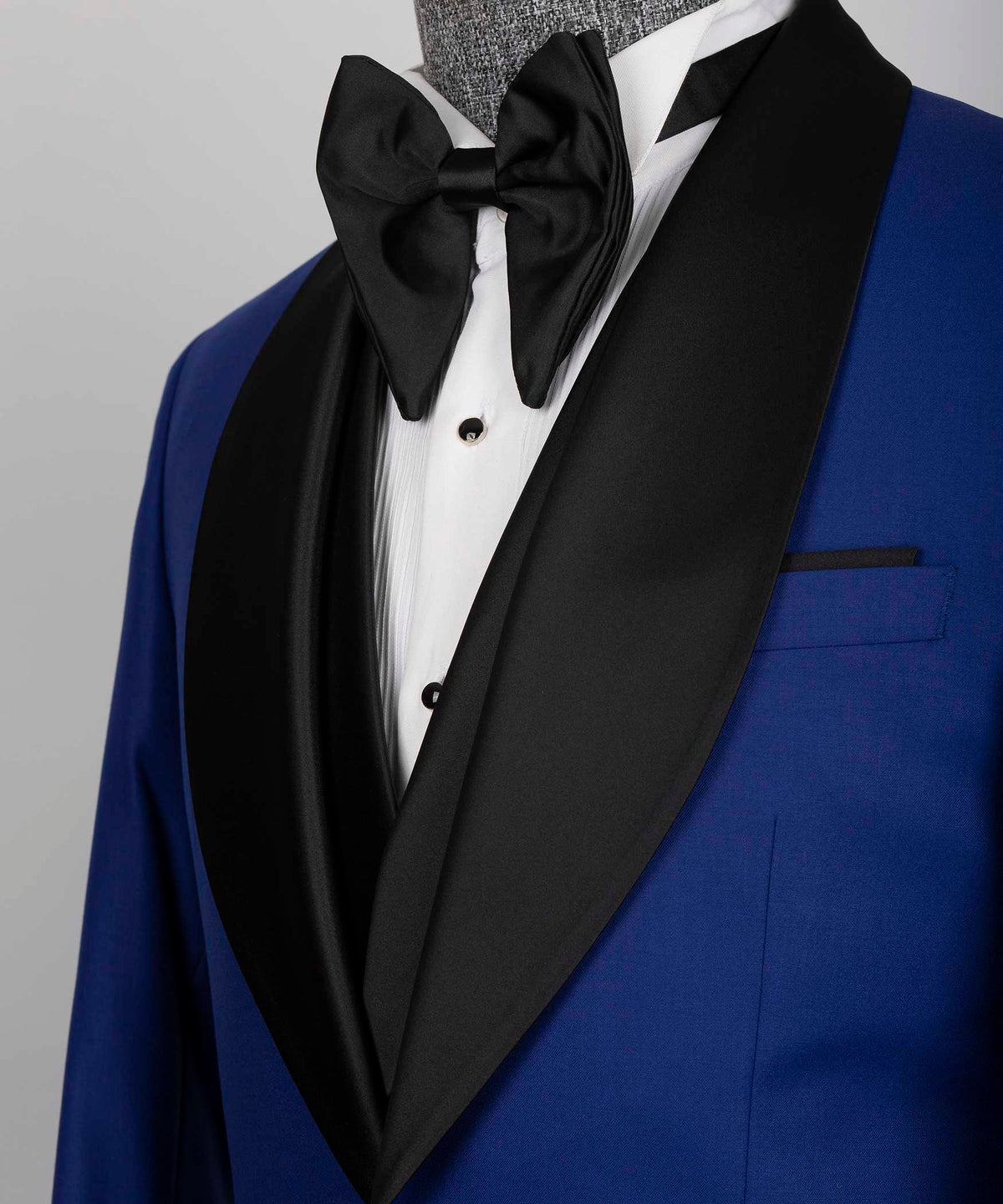 Black Satin-Lapel Blue Tuxedo - Style 03
