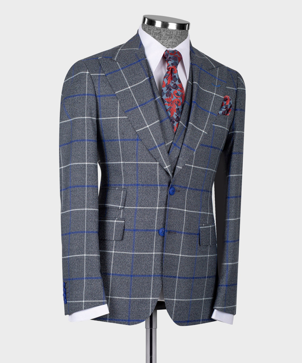 Navy Blue Three-Piece Suit - Style 02