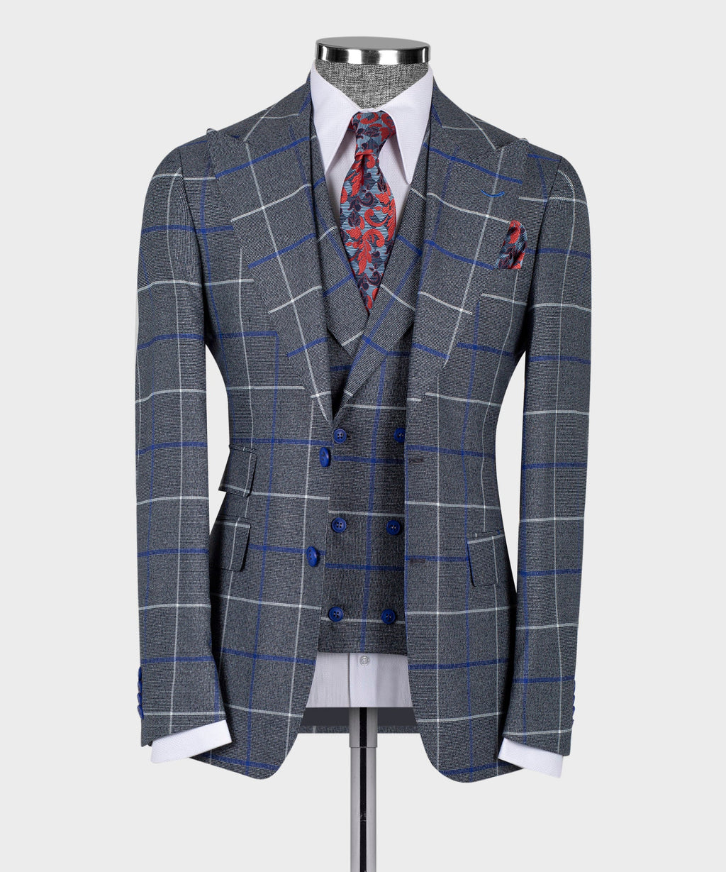 Navy Blue Three-Piece Suit - Style 02