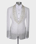Gemstone-Embellished White Statement Tuxedo - Style 02