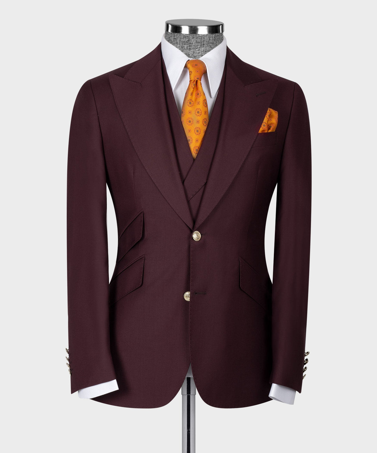 Burgundy Three-Piece Suit - Style 04