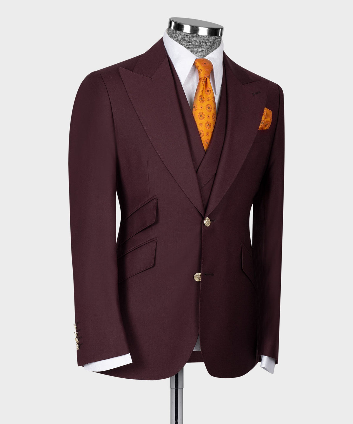 Burgundy Three-Piece Suit - Style 04
