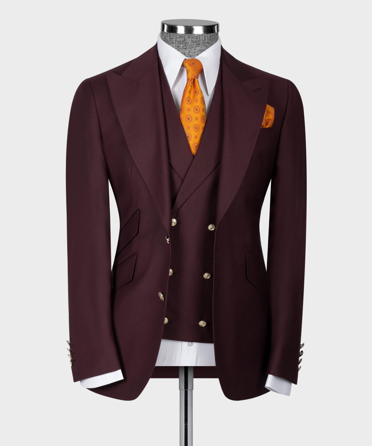 Burgundy Three-Piece Suit - Style 04