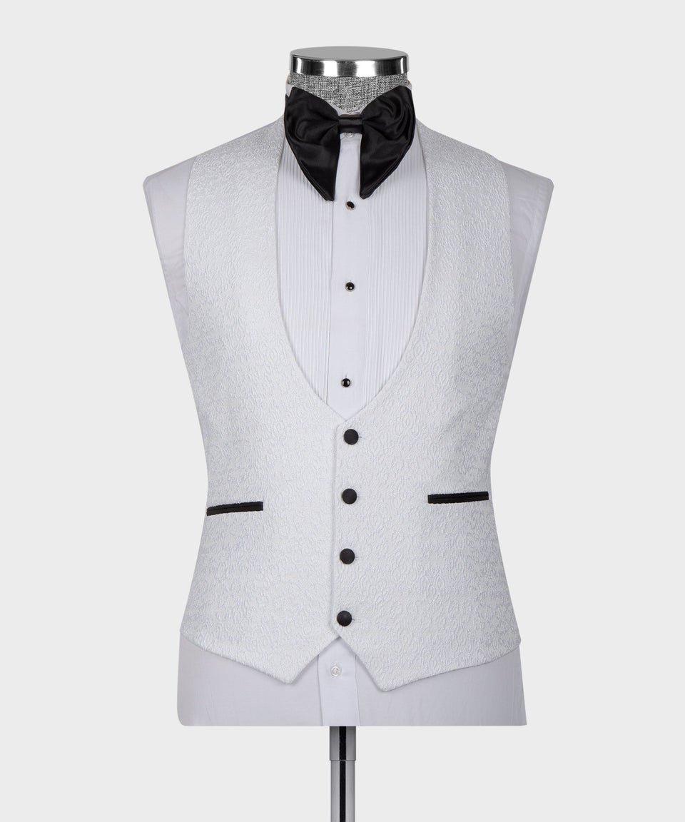 Floral-Patterned White Tuxedo