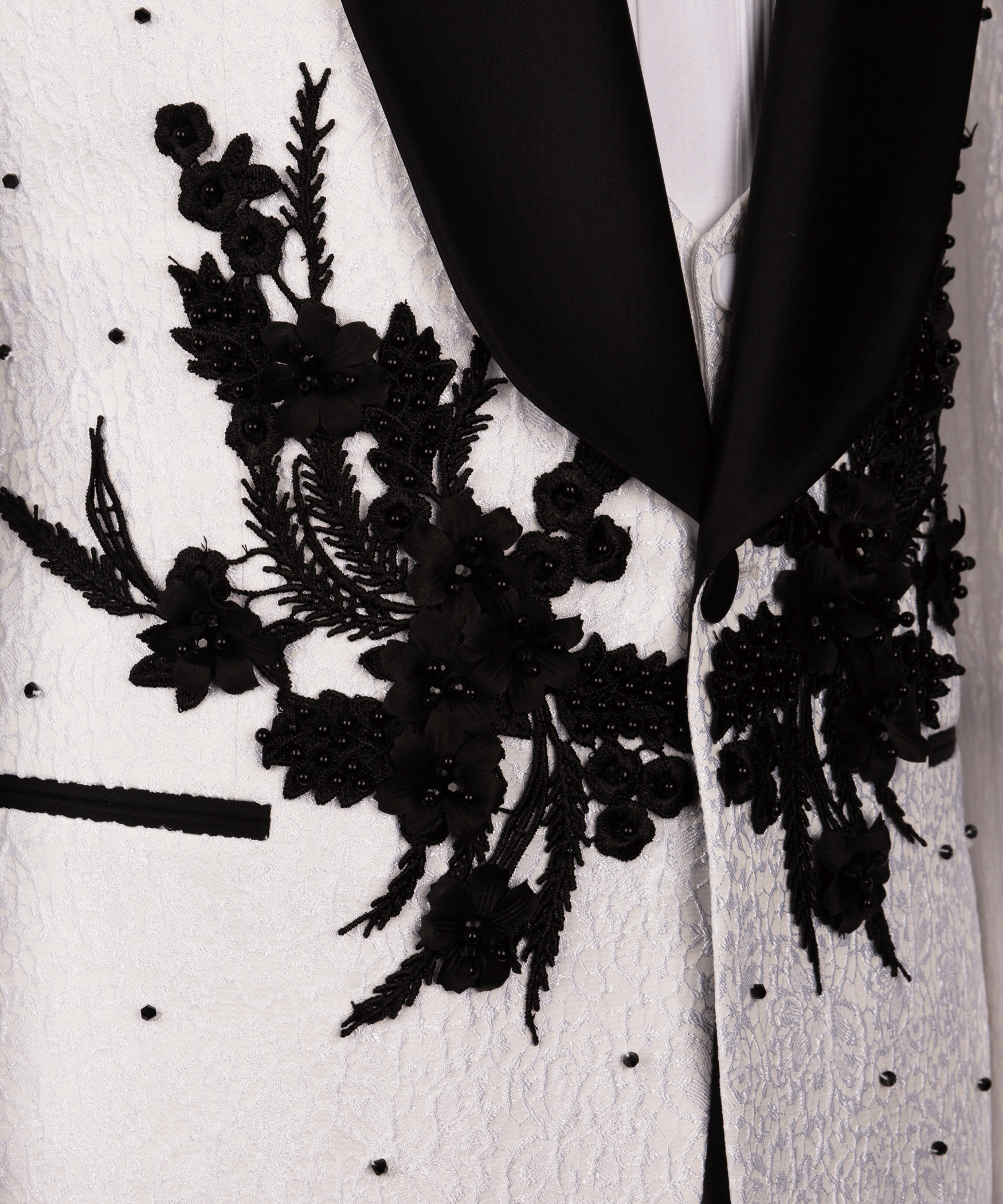 Floral-Patterned White Tuxedo