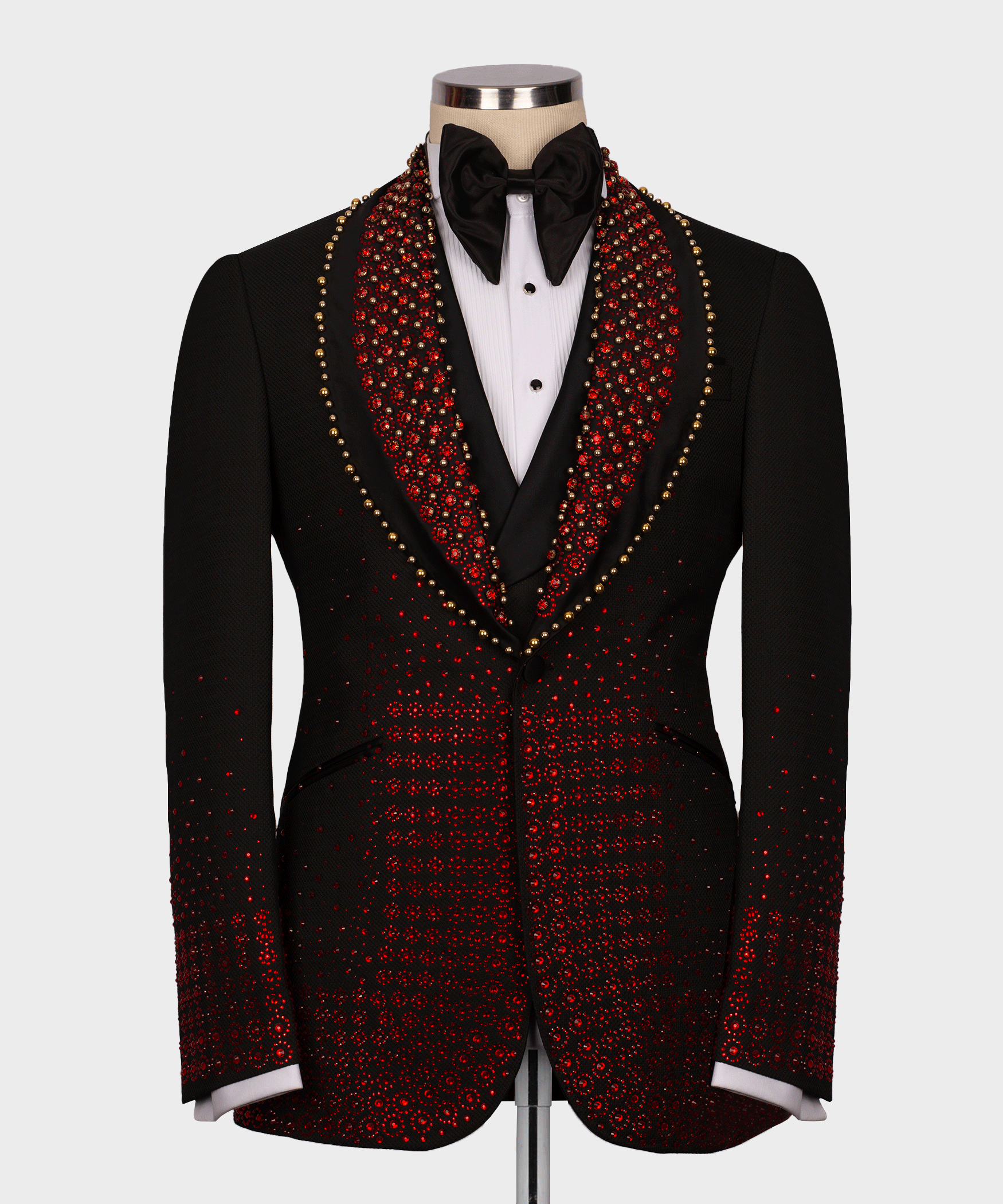 Red Gemstone Black Statement Tuxedo - Style 02