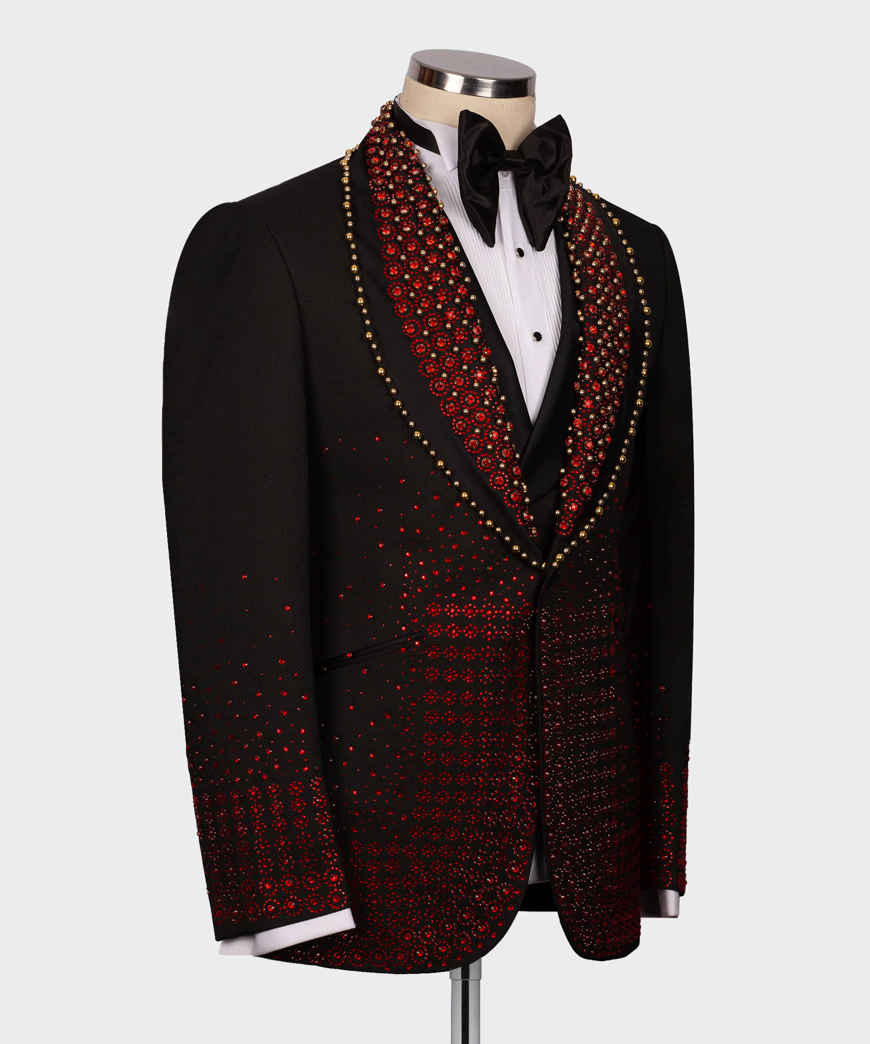 Red Gemstone Black Statement Tuxedo - Style 01
