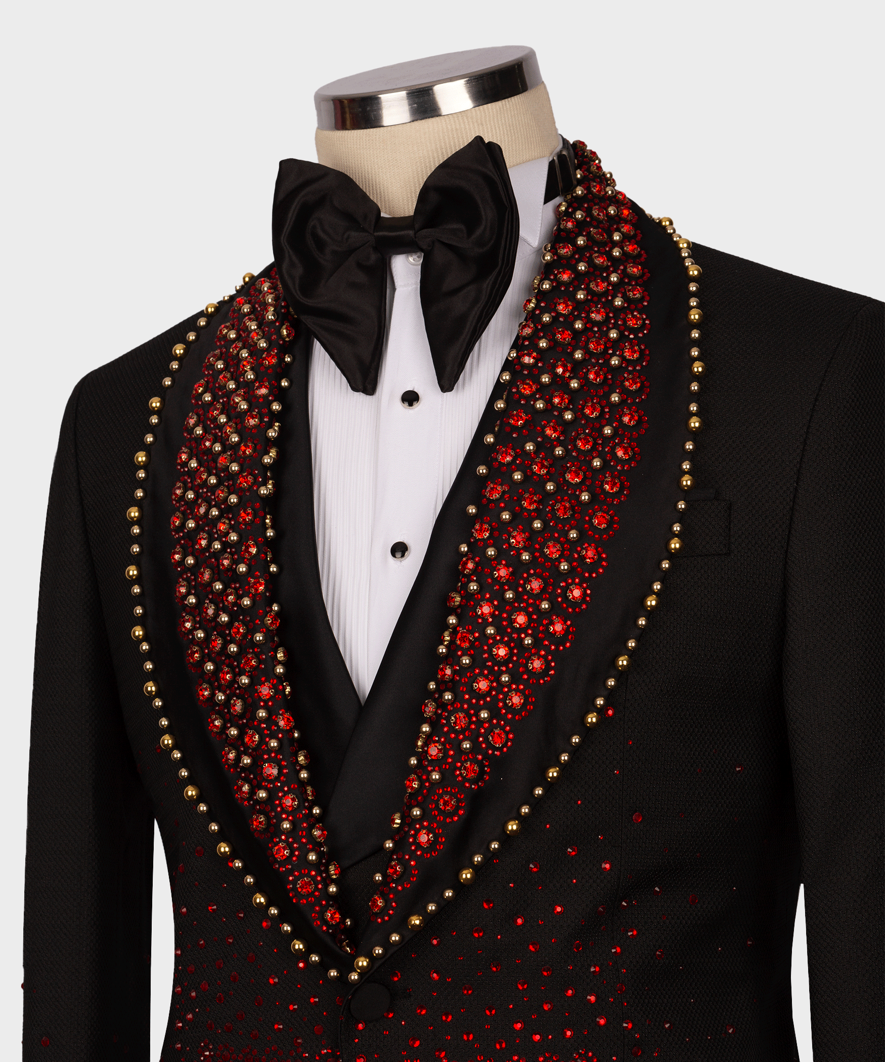 Red Gemstone Black Statement Tuxedo - Style 02