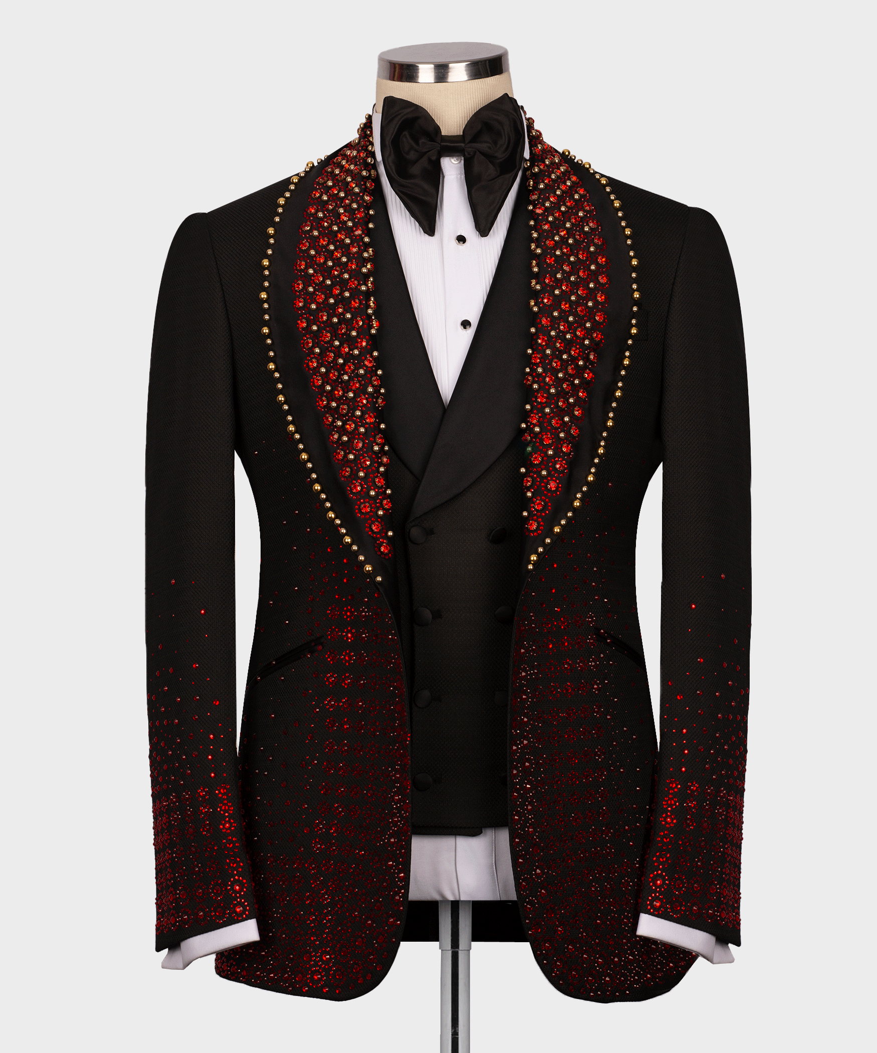 Red Gemstone Black Statement Tuxedo - Style 02