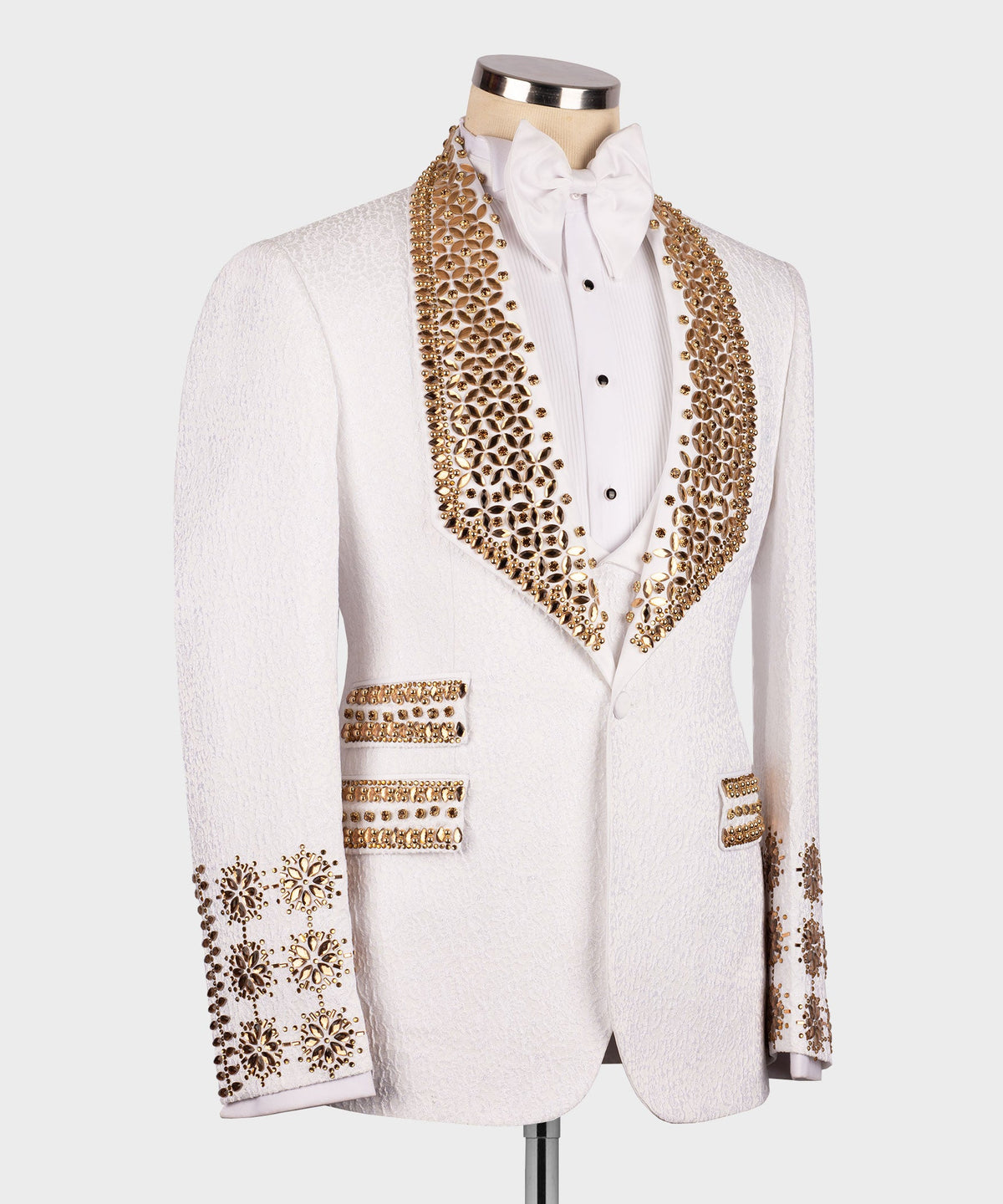 Gold Gemstone White Statement Tuxedo
