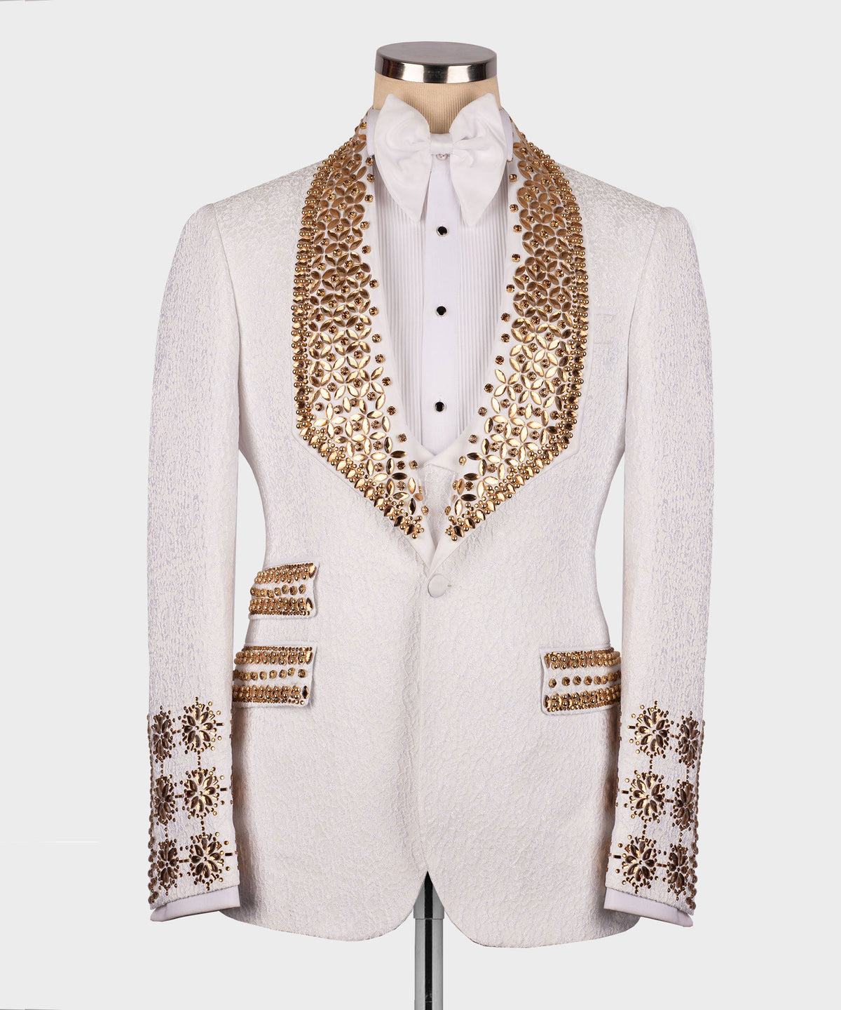 Gold Gemstone White Statement Tuxedo