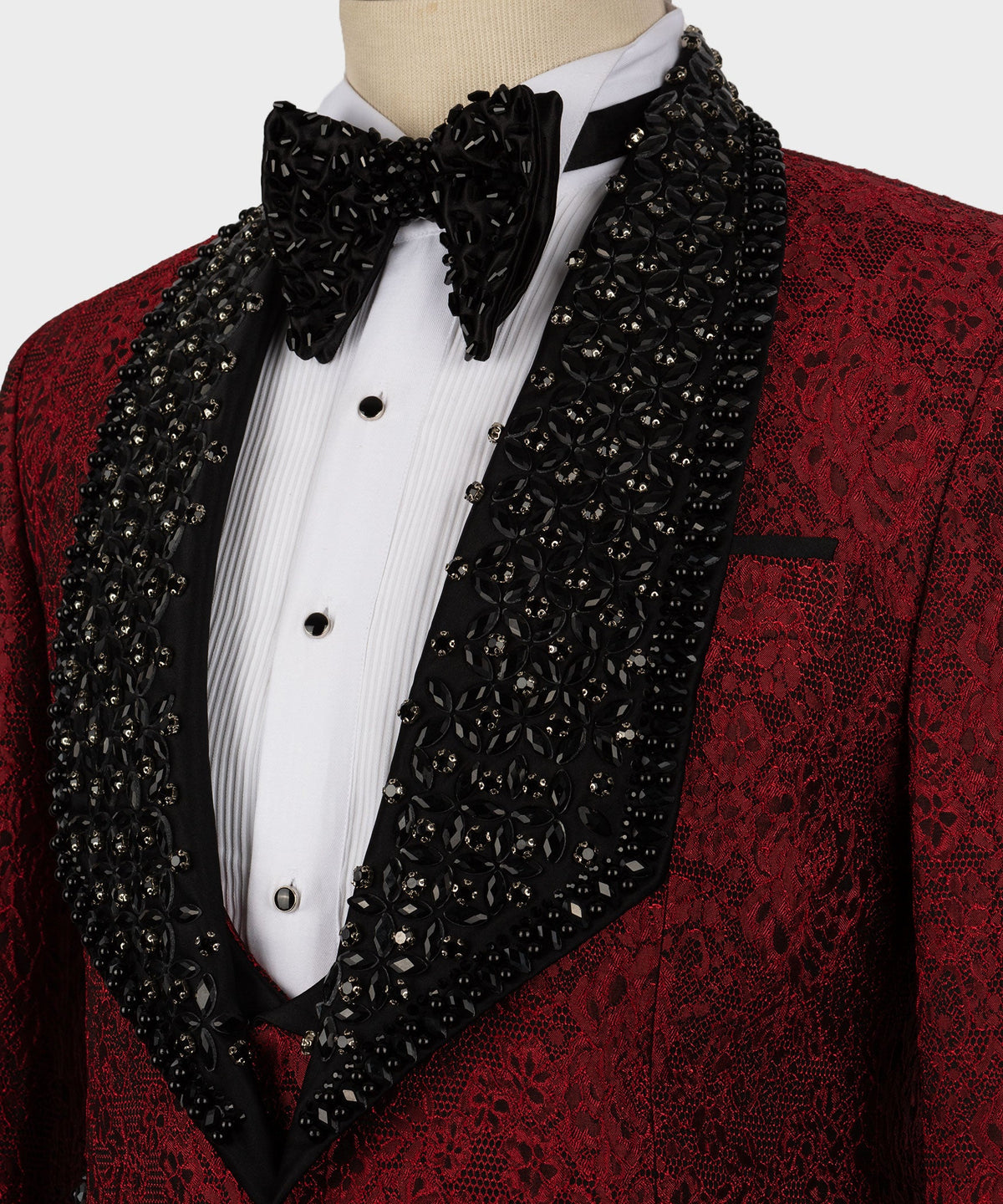 Black Gemstone Red Statement Tuxedo