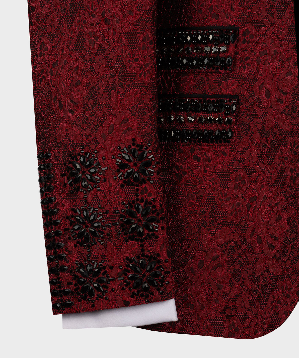 Black Gemstone Red Statement Tuxedo