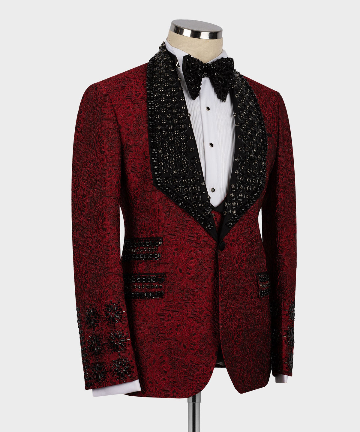 Black Gemstone Red Statement Tuxedo