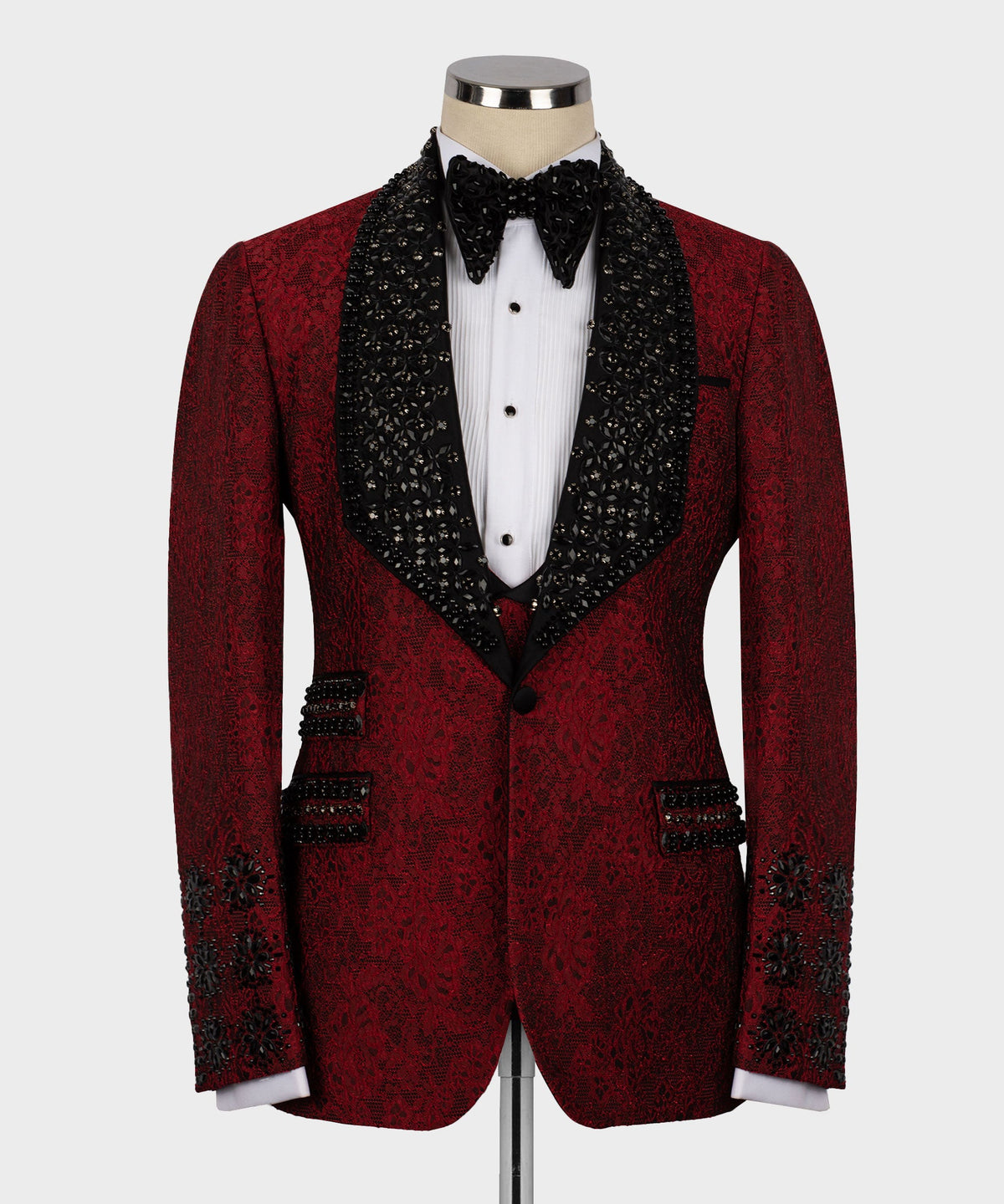 Black Gemstone Red Statement Tuxedo