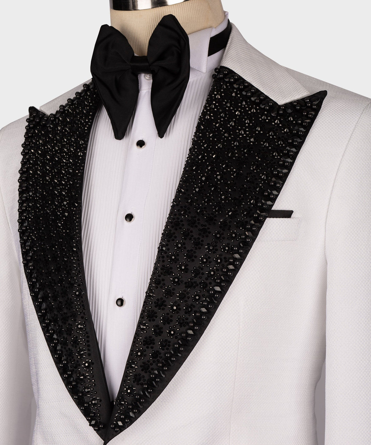 Black Gemstone Collar White Statement Tuxedo