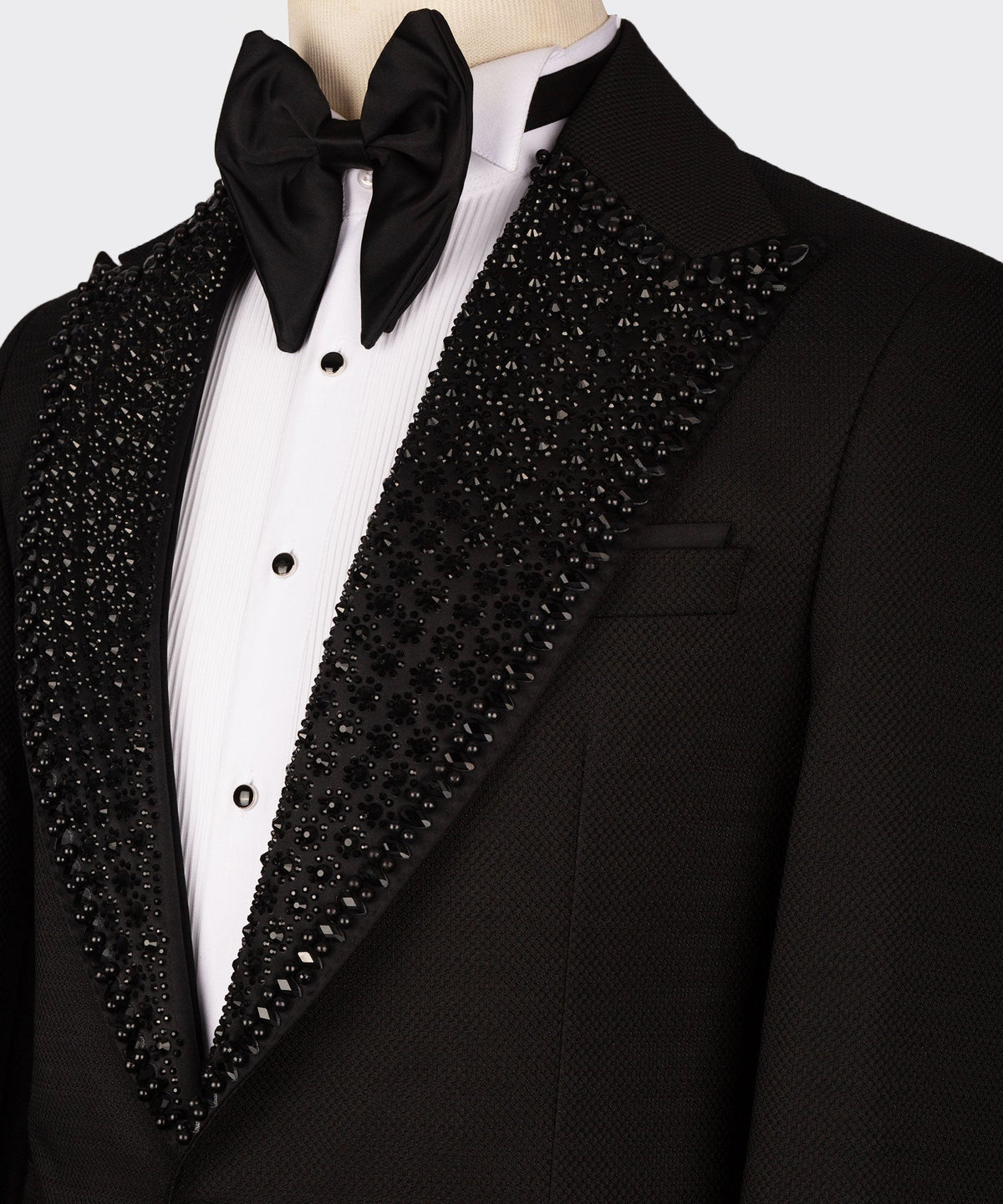 Black Gemstone Collar Black Statement Tuxedo - Style 02