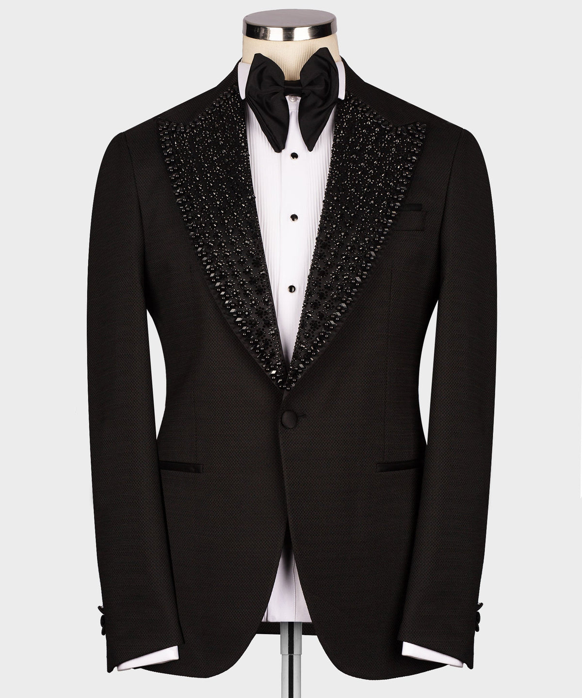 Black Gemstone Collar Black Statement Tuxedo - Style 02